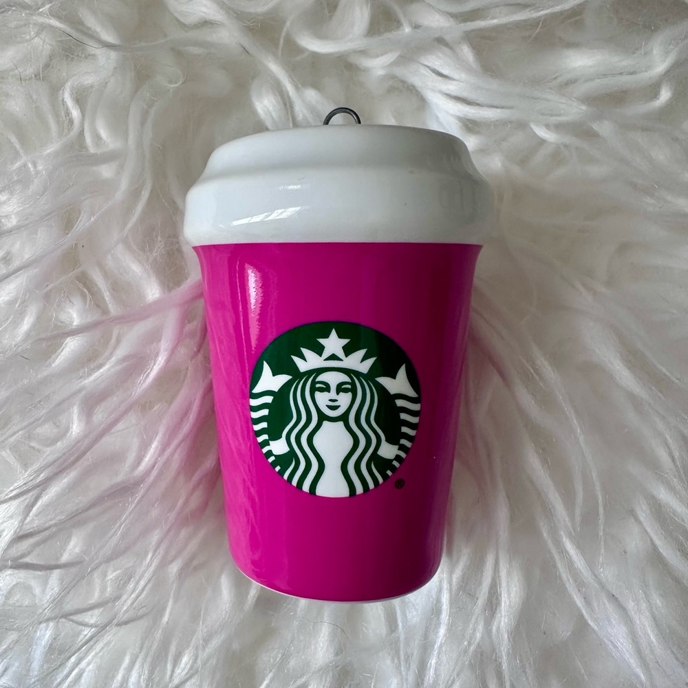 Starbucks Fuchsia and White Cup Ornament